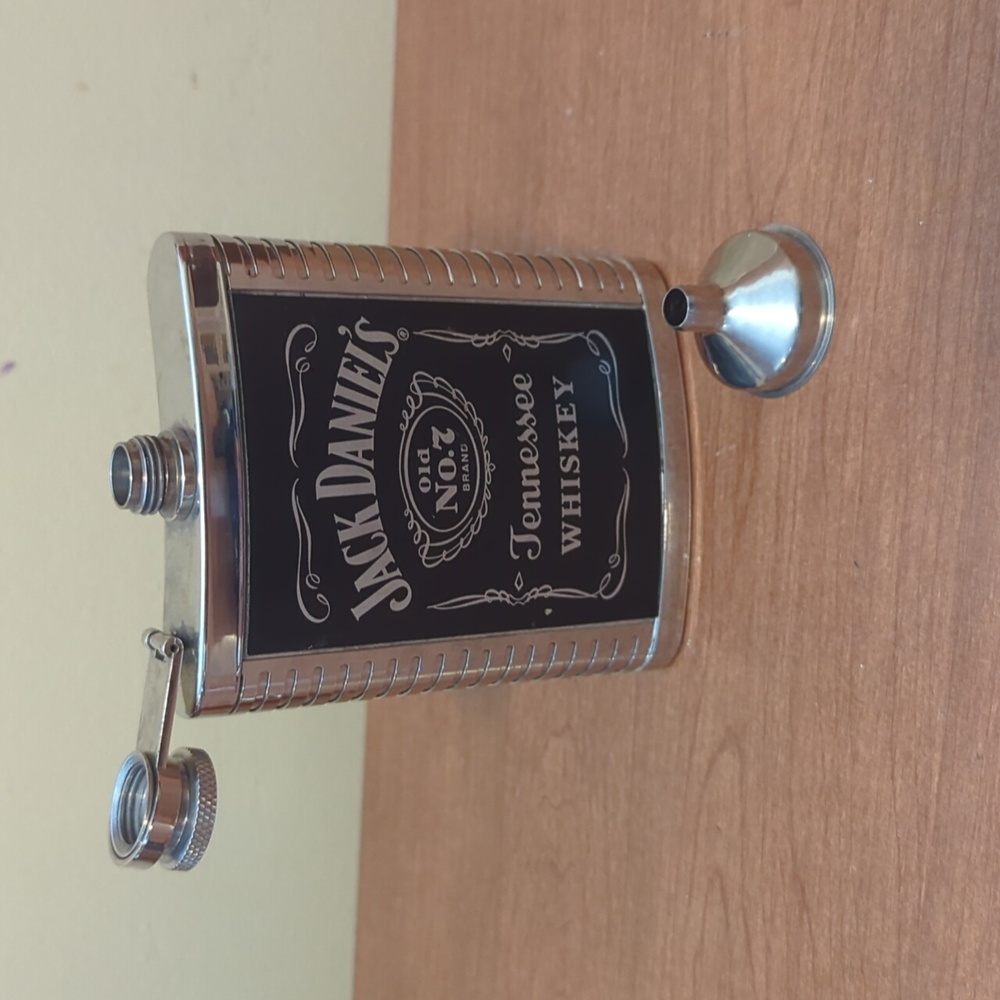 Stainless Steel Jack Daniel's Flask + Funnel